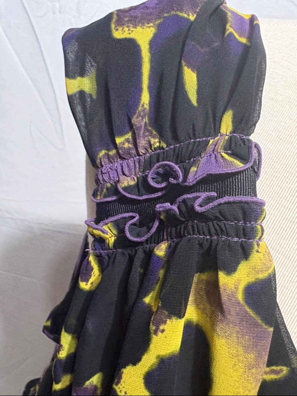 Draped Cowl Neck Tank Top - Purple Floral Print - Picture 3 of 5